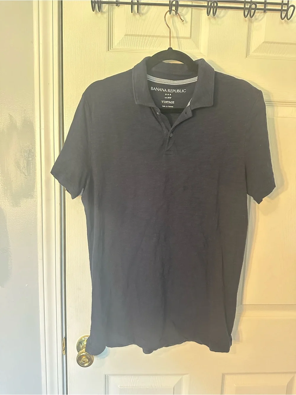 Banana Republic Vintage Men’s M Navy Solid Cotton Short Sleeve Polo
